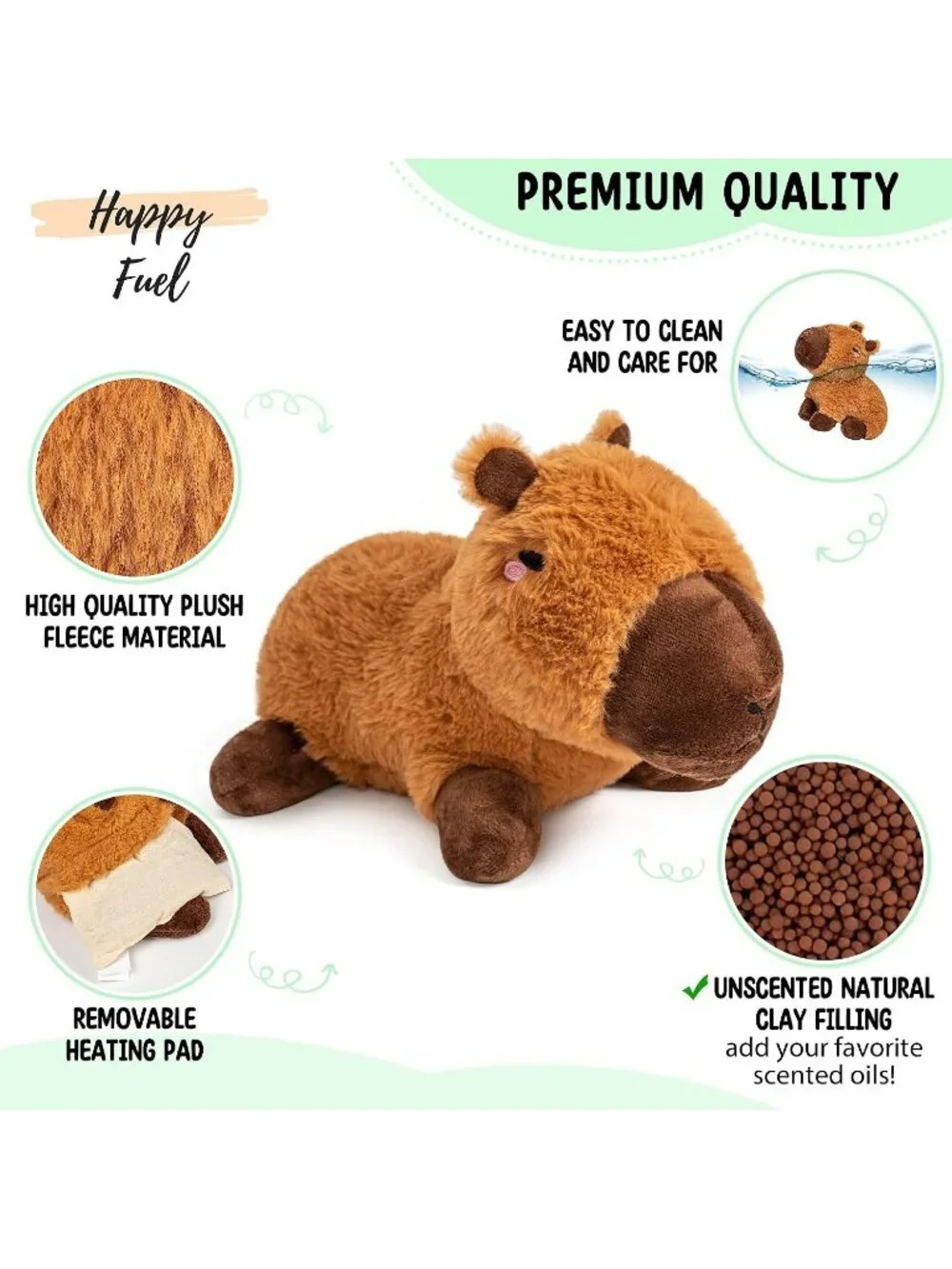Capybara Weighted Plush 1.5 Lbs Microwavable Heating Pad Cute Stuffed Toy